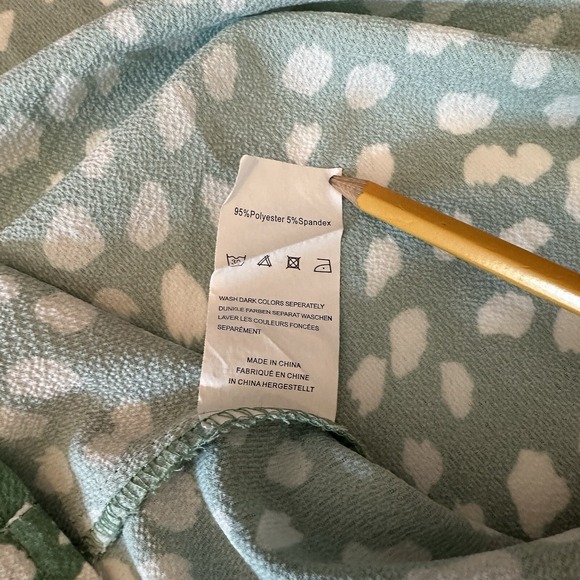 Kancystore XL Blouse Green White Button Down Tie Knot 3/4 Bell Sleeve V Neck - Picture 8 of 8